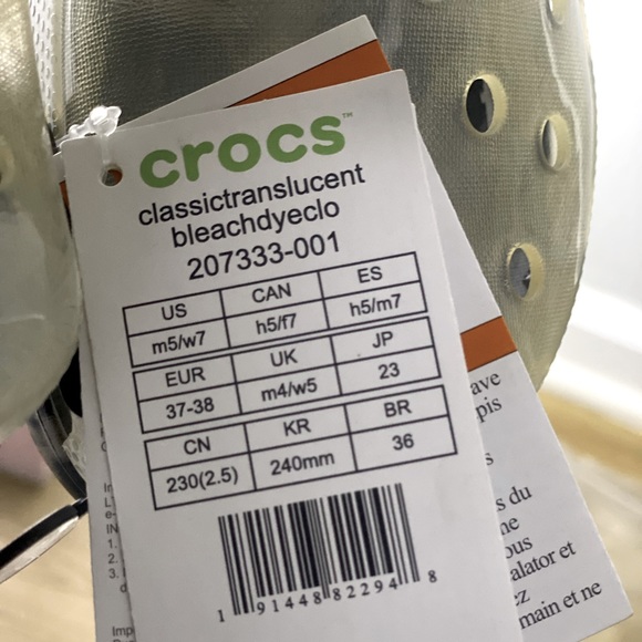 Bleach bottom translucent clear Crocs -DEADSTOCK - Picture 2 of 6